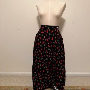VTG 90s Maxi Skirt Sz 10 Black Leaves Fall Teacher Rayon Y2K Elastic Waist NWT